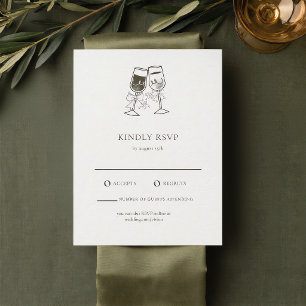 Elegant Olive wood Green Wedding RSVP Card