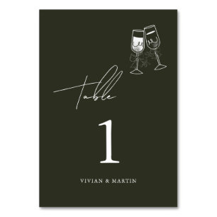 Elegant Olive wood Green Wedding Table Number