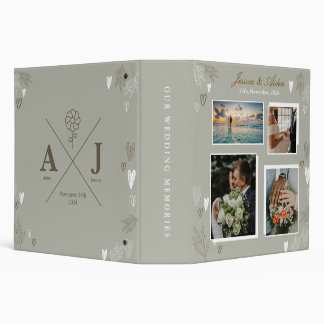 Elegant Olivine Floral 4 Photo Wedding Album  Binder