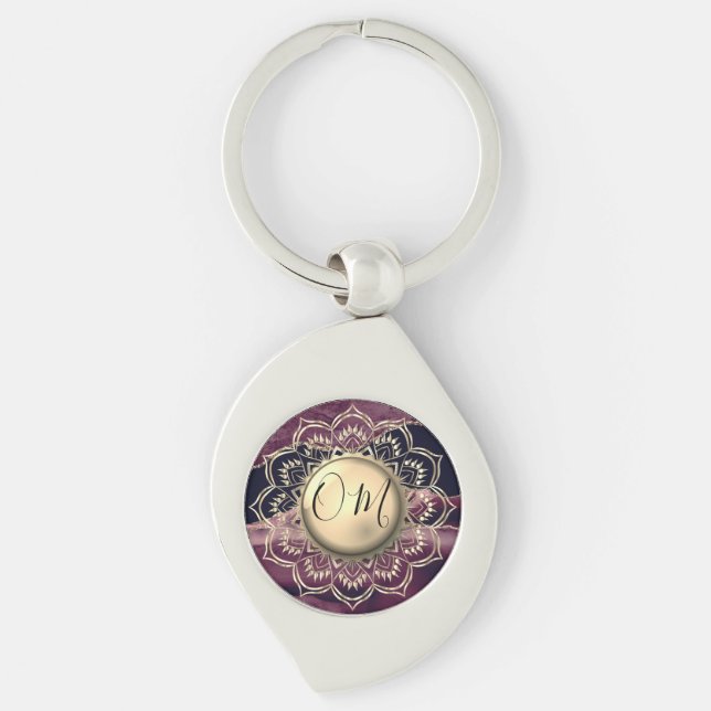 Elegant OM Mandala Marble      Keychain (Front)