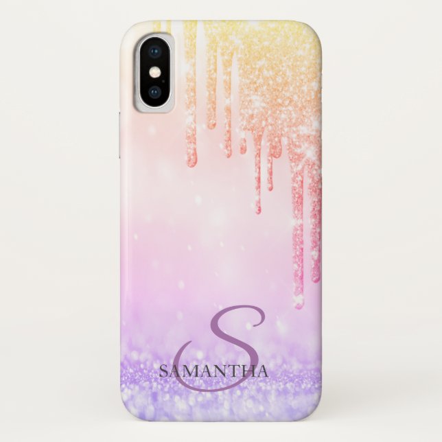 Elegant Ombre Glitter Drips Case-Mate iPhone Case (Back)