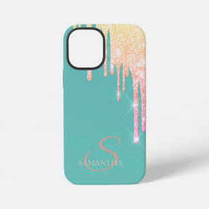 Elegant Ombre Glitter Drips Mint Green  iPhone 12 Mini Case