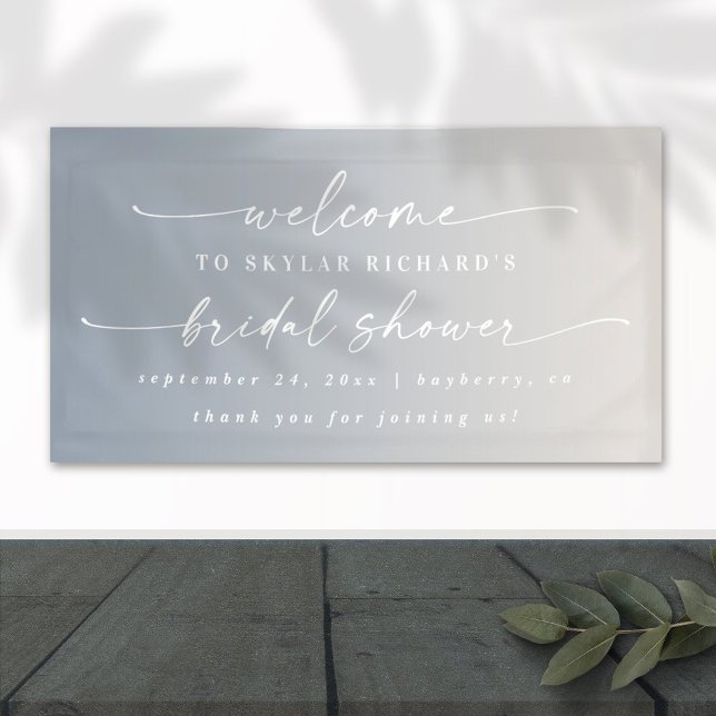 Elegant Ombre Ivory & Blue Bridal Shower Welcome Banner (Creator Uploaded)