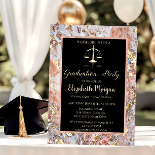 Elegant Ombre Marble Law School Graduation Party Invitation