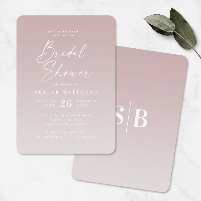 Elegant Ombre Mauve & Off-White Bridal Shower Invitation (Creator Uploaded)