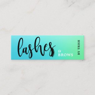 Elegant ombre mint lashes & brows handwritten mini business card