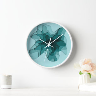 Elegant Ombre Turquoise Blue Layers Clock