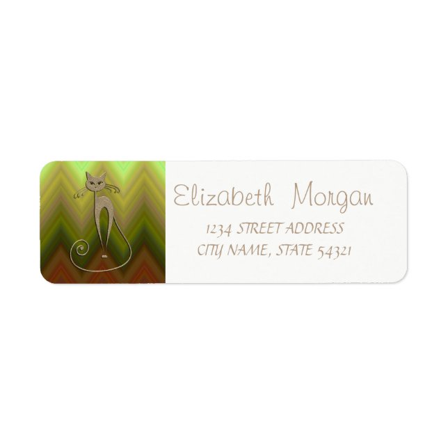 Elegant Ombre ZigZag, Cat  Address Label (Front)