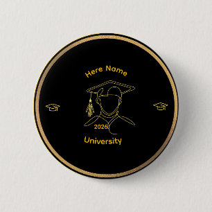 Elegant One Line Art Graduate 2 Inch Round Button