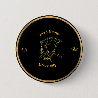 Elegant One Line Art Graduate 2 Inch Round Button