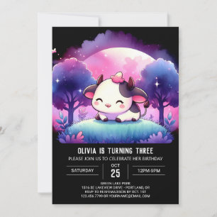 Elegant Online Cow Birthday Invitation