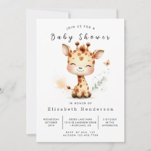 Elegant Online Giraffe Baby Shower  Invitation