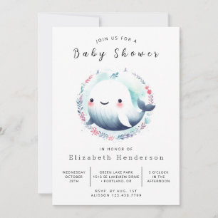 Elegant Online Whale Baby Shower Invitation