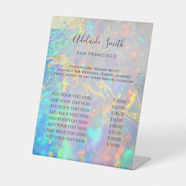 elegant opal design price list Pedestal Sign (Front)