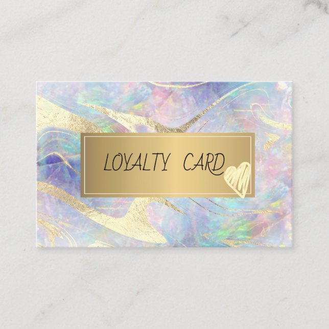 Elegant Opal Gold Frame Loyalty Card (Front)