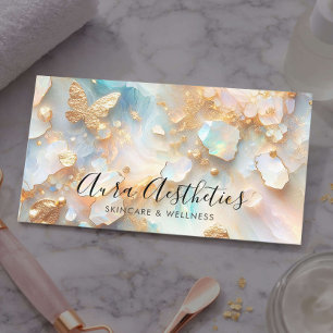Elegant Opal Moonstone Esthetician Luxury Skincare Business Card