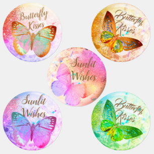 Elegant Opal Silver Golden Butterflies