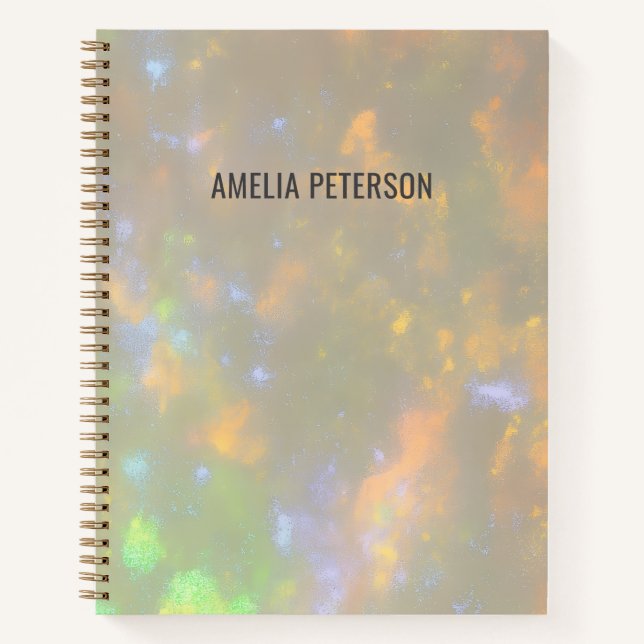Elegant Opal Stone Texture Custom Name Sketch Notebook (Front)