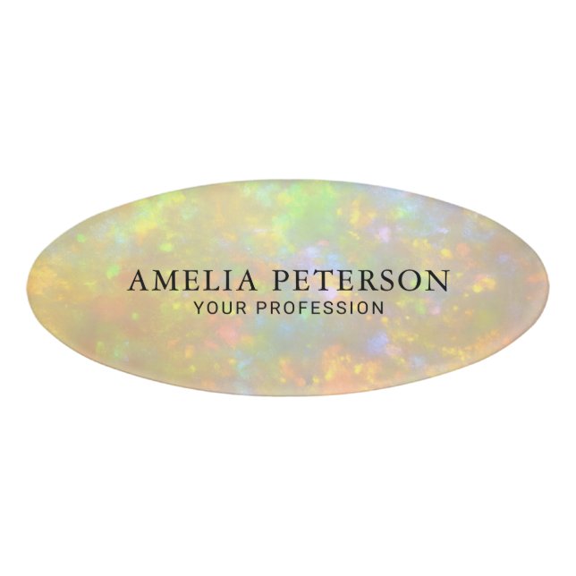 Elegant Opal Stone Texture Employee/ Staff Name Tag (Front)