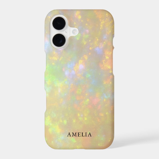 Elegant Opal Stone Texture Modern Custom Name (Back)