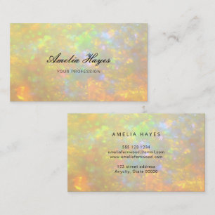 Elegant Opal Stone Texture Modern Script Business Card