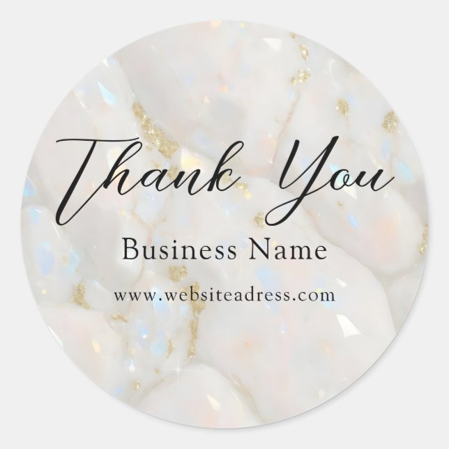 Elegant Opal Stone Thank You  Classic Round Sticker (Front)