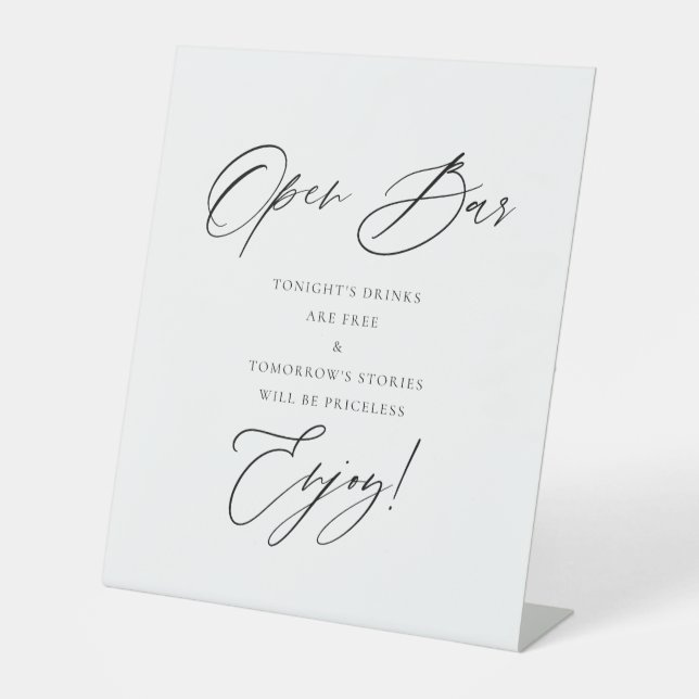 Elegant Open Bar Wedding Sign | Minimalist Modern (Front)