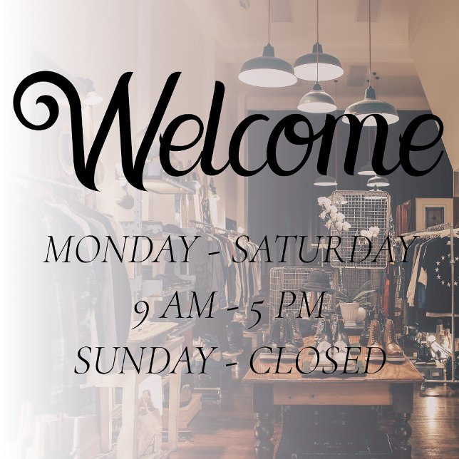 Elegant Open Hours | Black Script Time Opening Window Cling (Creator Uploaded)