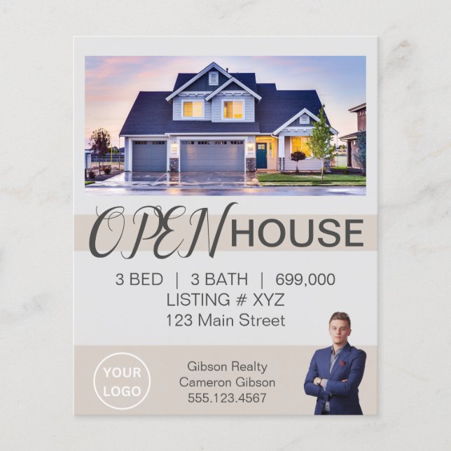 Elegant Open House Real Estate Realtor Flyer (Front)