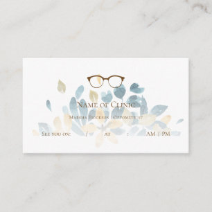 Elegant Optometrist Floral Eyeglasses Appointment Card