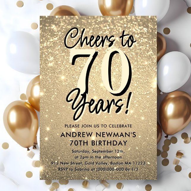 Elégant or 70e anniversaire Invitation (Créateur téléchargé)