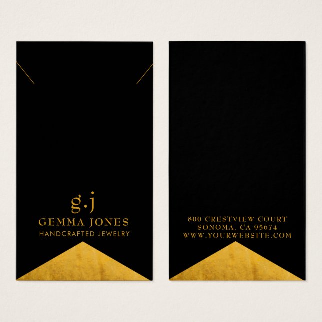 Elégant or BlackGold Foil Edge collier bijouterie (Devant & derrière)