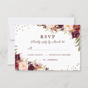 Elégant or Bourgogne Floral RSVP