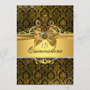 Elégant or Damask Quinceanera Invitation