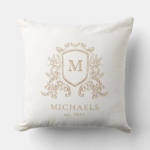 Elegant or et blanc monogramme lancer oreiller
