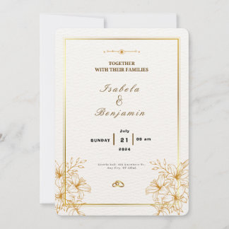 Elégant or et Faire-part de mariage blanc