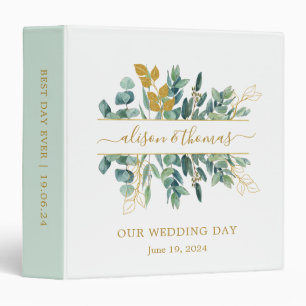 Elégant or Eucalyptus Classeur Mariage
