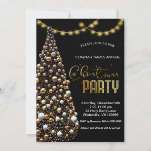 Elégant or festif sapin de Noël Invitation
