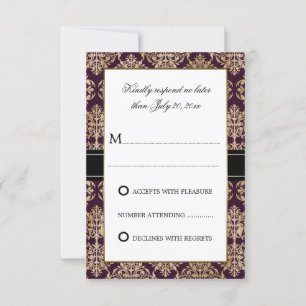 Elégant or fleurit Damask Eggplant RSVP