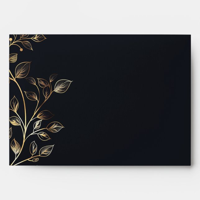 Élégant or Floral Enveloppe d'adresse de retour (Devant)
