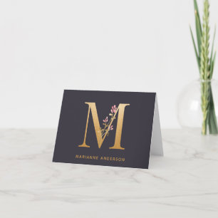 Elégant or floral M Monogram Chic Personnalisé