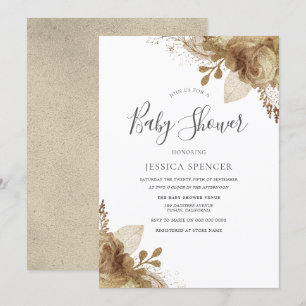 Elégant or Floral Neutral Baby shower Invitation