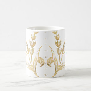 Elégant or floral personnalisé café Mug