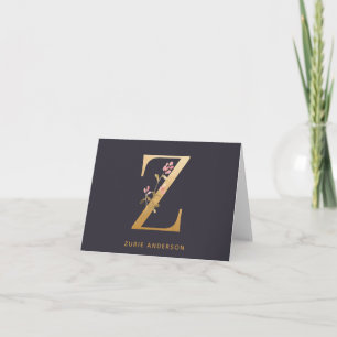 Elégant or Floral Z Monogram Chic Personnalisé