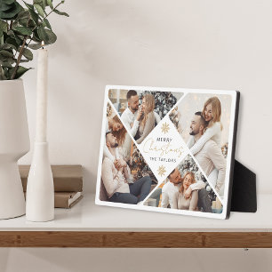 Élégant or Joyeux Noël Photo Collage Plaque
