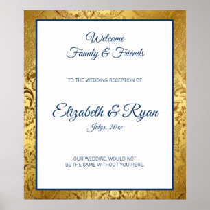 Elegant or Mariage damassé Welcome Poster