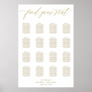 Elégant or moderne Mariage assis Poster de la cart