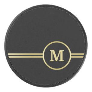 Élégant or Monogramme personnalisé sur noir