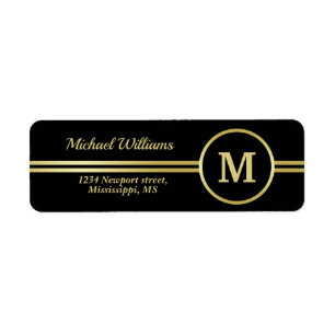 Élégant or Monogramme personnalisé sur noir