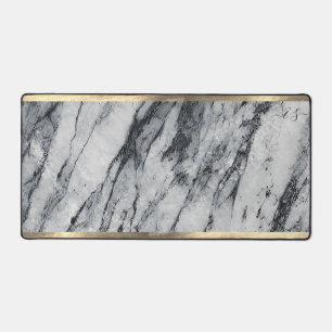 Elegant Or Noir et Marbre blanc Ajouter Monogramme